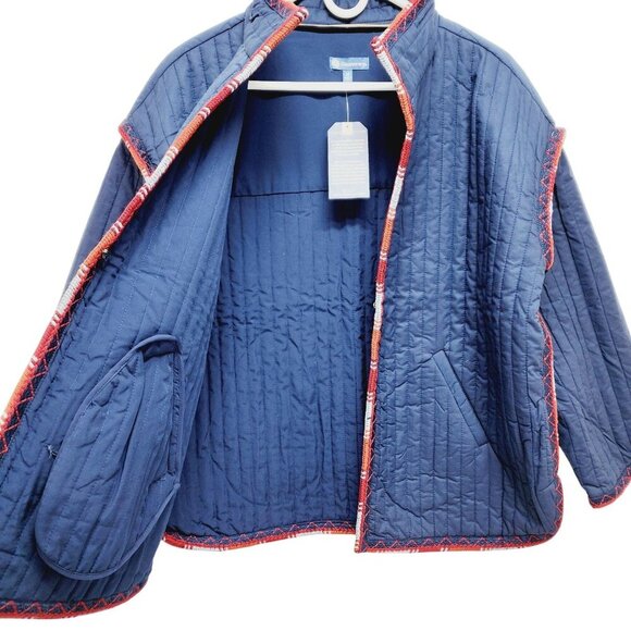 Democracy Womens Long Sleeve Quilted Jacket Midnight Blue Size M - Picture 10 of 14